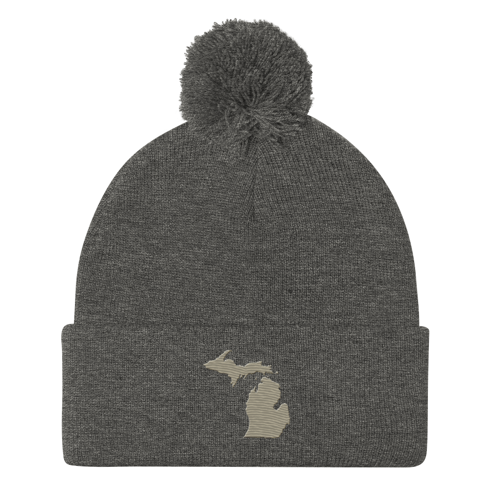 Michigan Pom-Pom Beanie | Petoskey Beige Outline