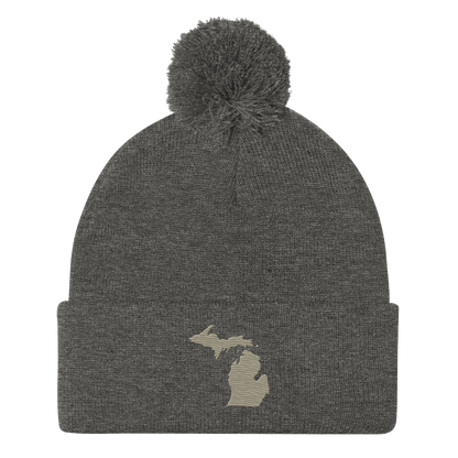 Michigan Pom-Pom Beanie | Petoskey Beige Outline