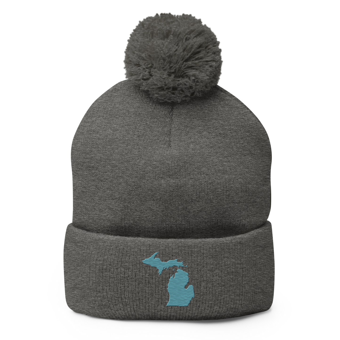 Michigan Pom-Pom Beanie | Huron Blue Outline