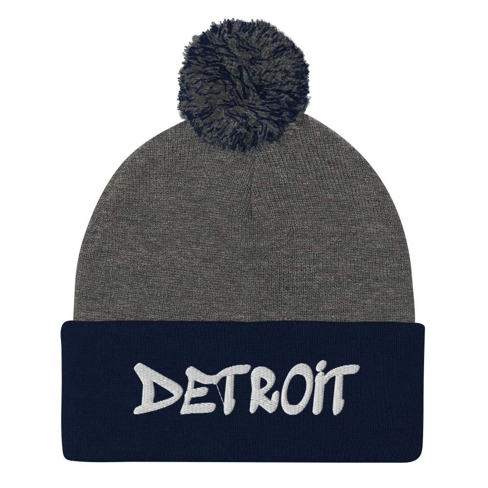 'Detroit' Pom-Pom Beanie (Tag Font)