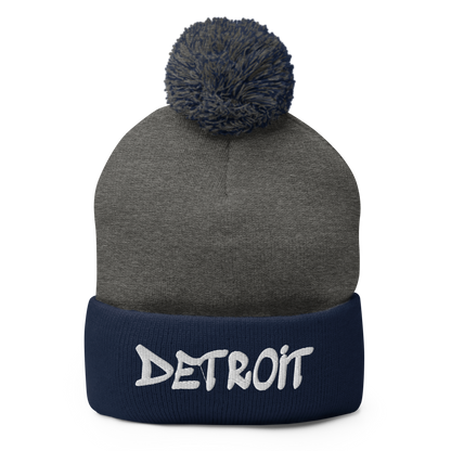 'Detroit' Pom-Pom Beanie (Tag Font)