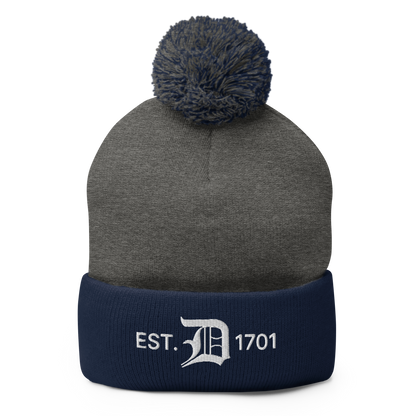 Detroit 'EST. 1701' Pom-Pom Beanie (w/ Old English 'D')