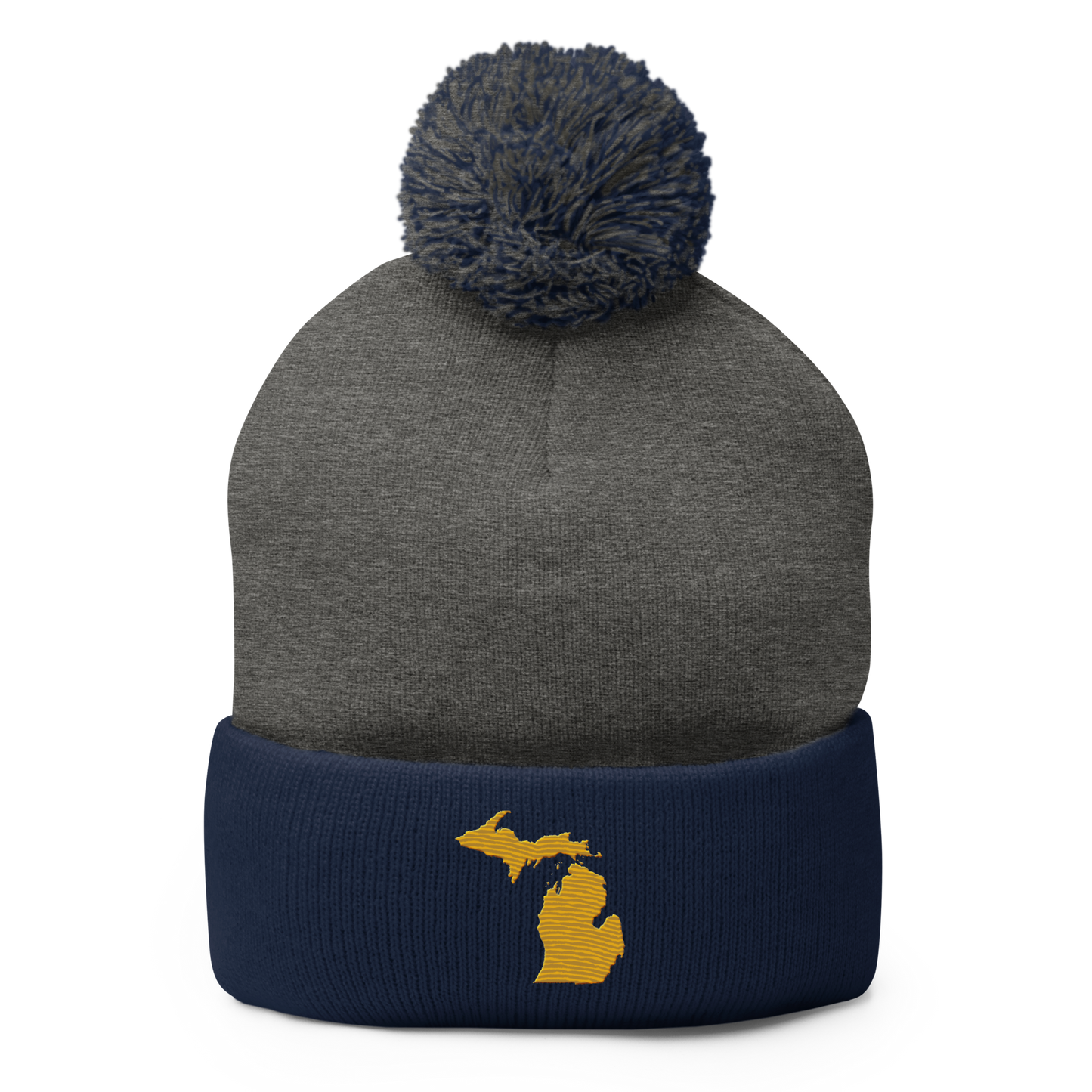 Michigan Pom-Pom Beanie | Gold Outline