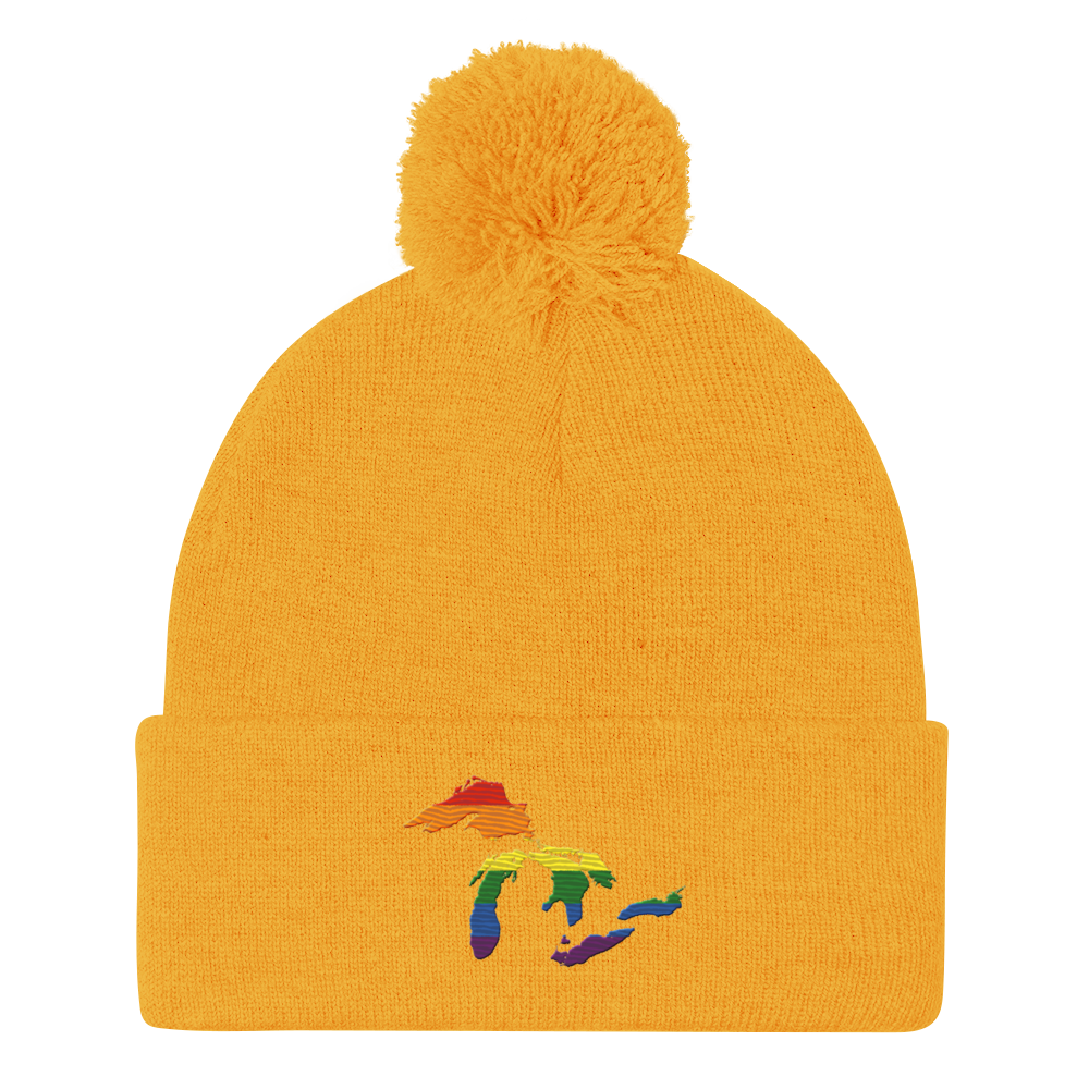 Great Lakes Pom-Pom Beanie (Rainbow Pride Edition)