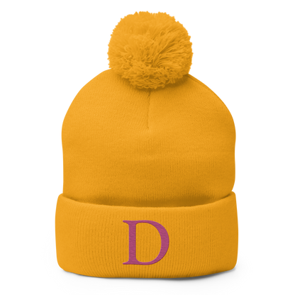 Detroit 'Old French D' Pom-Pom Beanie (Apple Blossom Pink)