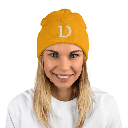 Detroit 'Old French D' Pom-Pom Beanie (Ivory White)