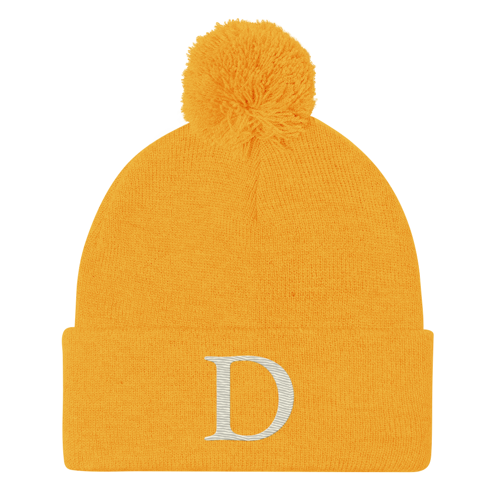 Detroit 'Old French D' Pom-Pom Beanie (Ivory White)