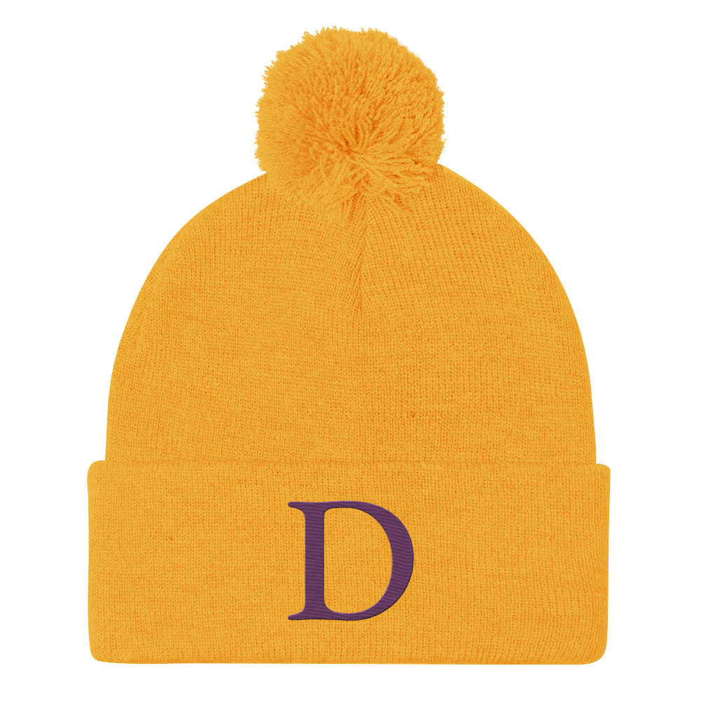 Detroit 'Old French D' Pom-Pom Beanie (Plum)