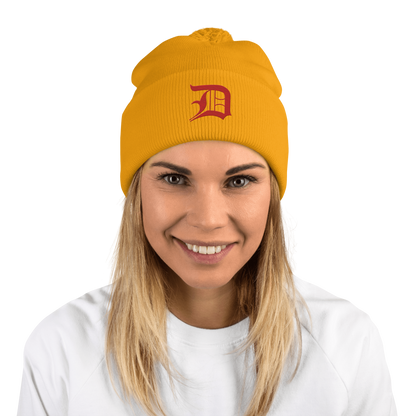 Detroit 'Old English D' Pom-Pom Beanie (Aliform Red)