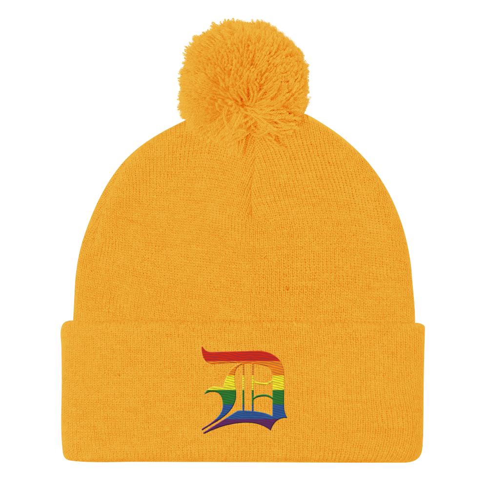 Detroit 'Old English D' Pom-Pom Beanie (Rainbow Pride Edition)