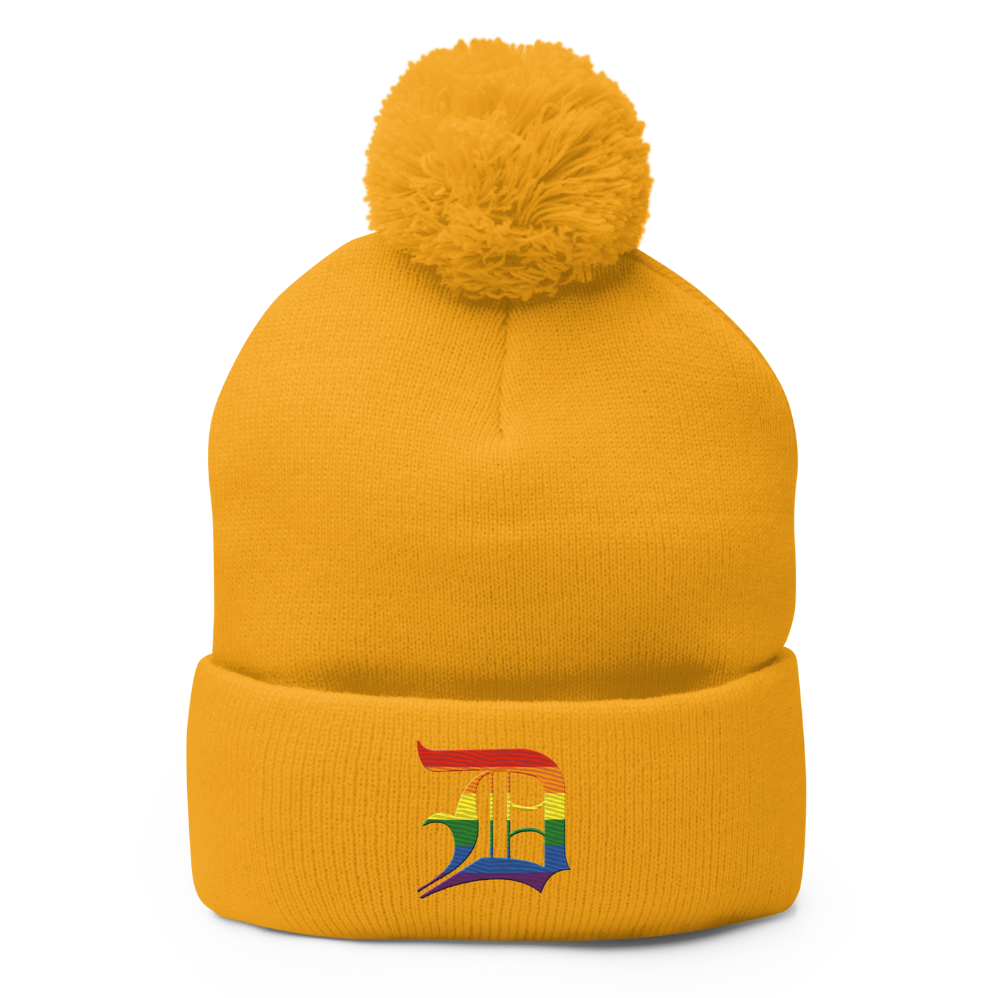 Detroit 'Old English D' Pom-Pom Beanie (Rainbow Pride Edition)