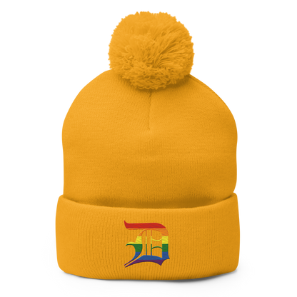 Detroit 'Old English D' Pom-Pom Beanie (Rainbow Pride Edition)