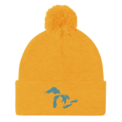 Great Lakes Pom-Pom Beanie (Huron Blue)