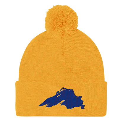 Lake Superior Pom-Pom Beanie | Bourbon Blue