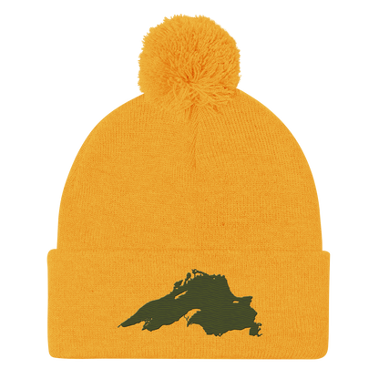 Lake Superior Pom-Pom Beanie | Army Green