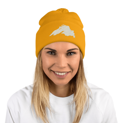 Lake Superior Pom-Pom Beanie | Ivory White