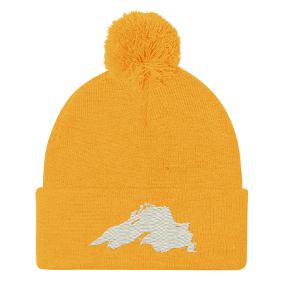 Lake Superior Pom-Pom Beanie | Ivory White