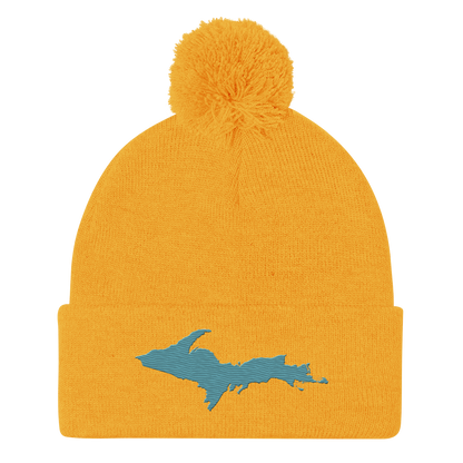 Upper Peninsula Pom-Pom Beanie | Huron Blue