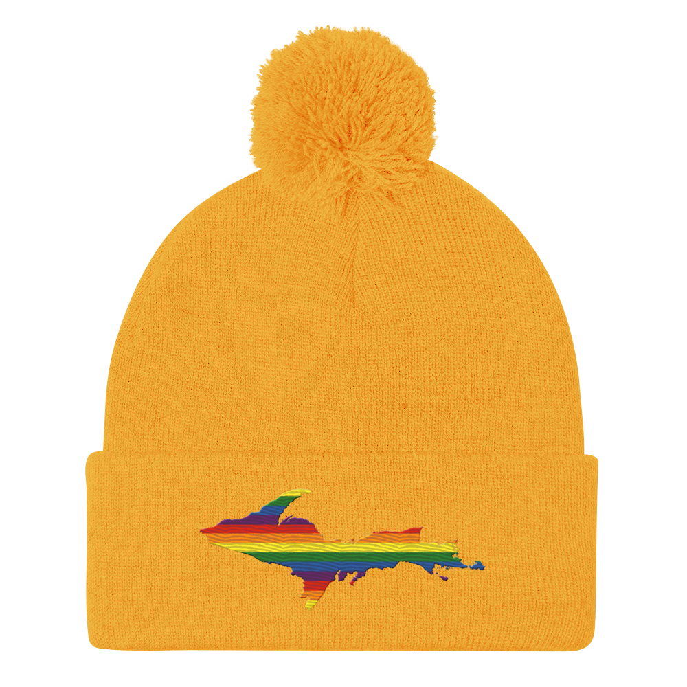 Upper Peninsula Pom-Pom Beanie | Rainbow Pride Edition