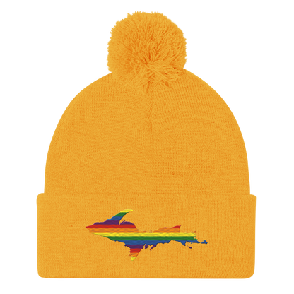 Upper Peninsula Pom-Pom Beanie | Rainbow Pride Edition