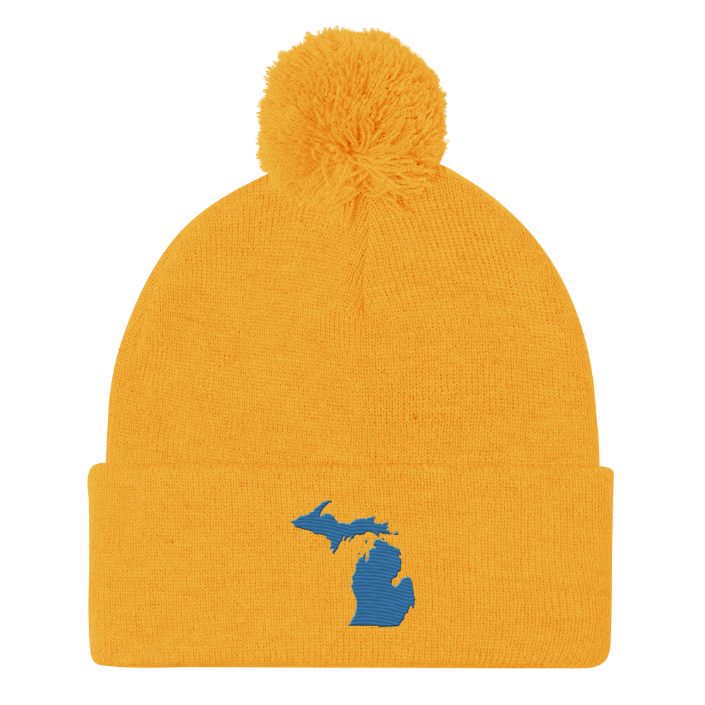 Michigan Pom-Pom Beanie | Superior Blue Outline