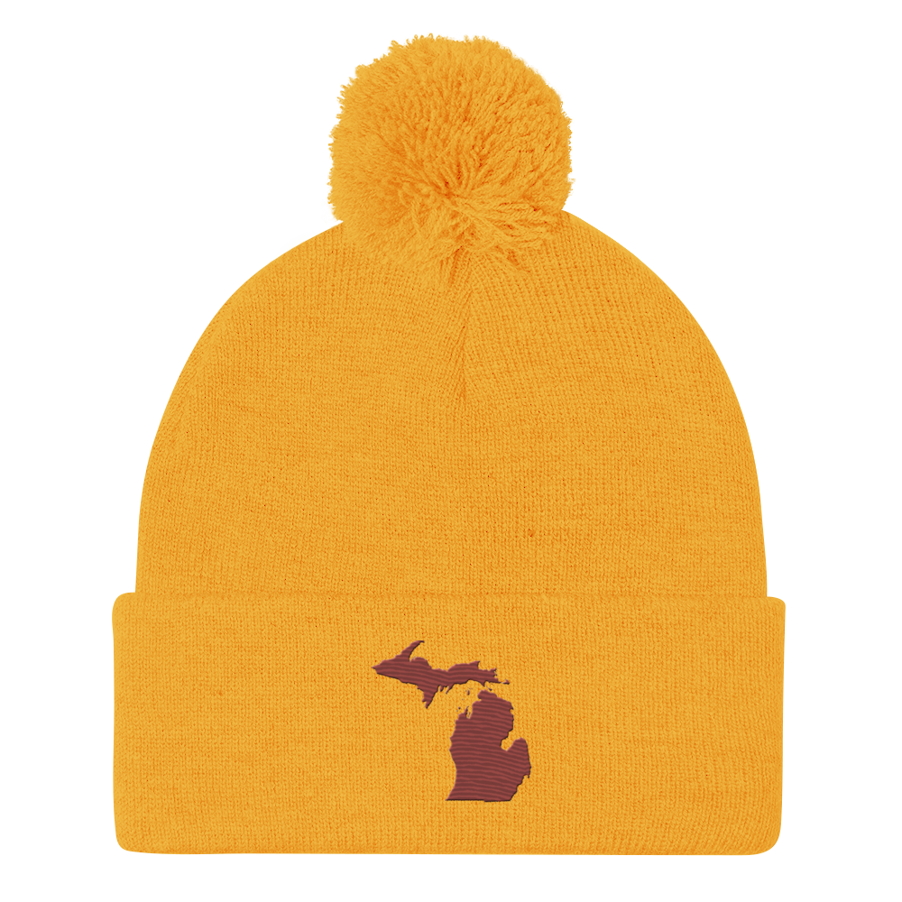 Michigan Pom-Pom Beanie | Ore Dock Red Outline