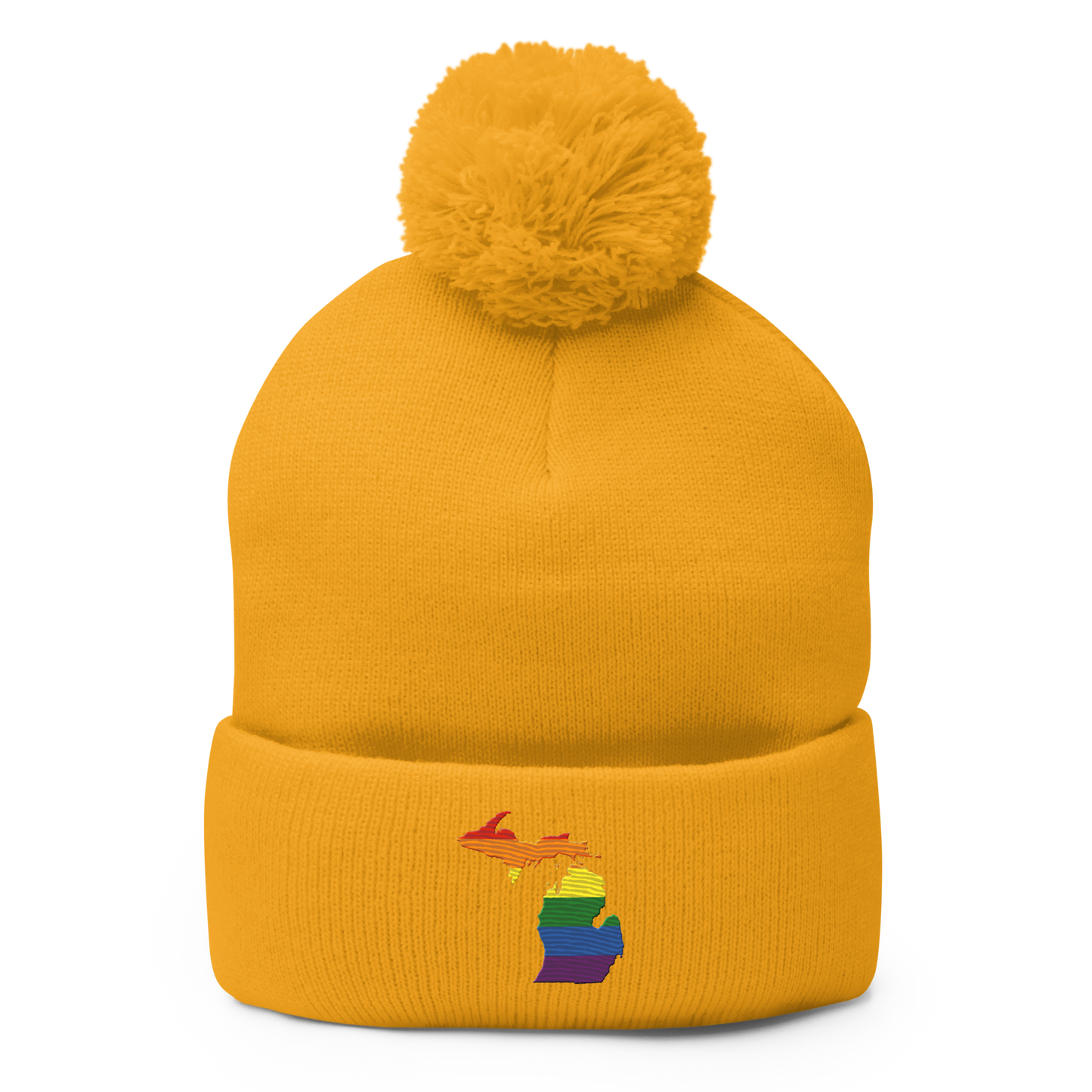 Michigan Pom-Pom Beanie | Rainbow Pride Outline