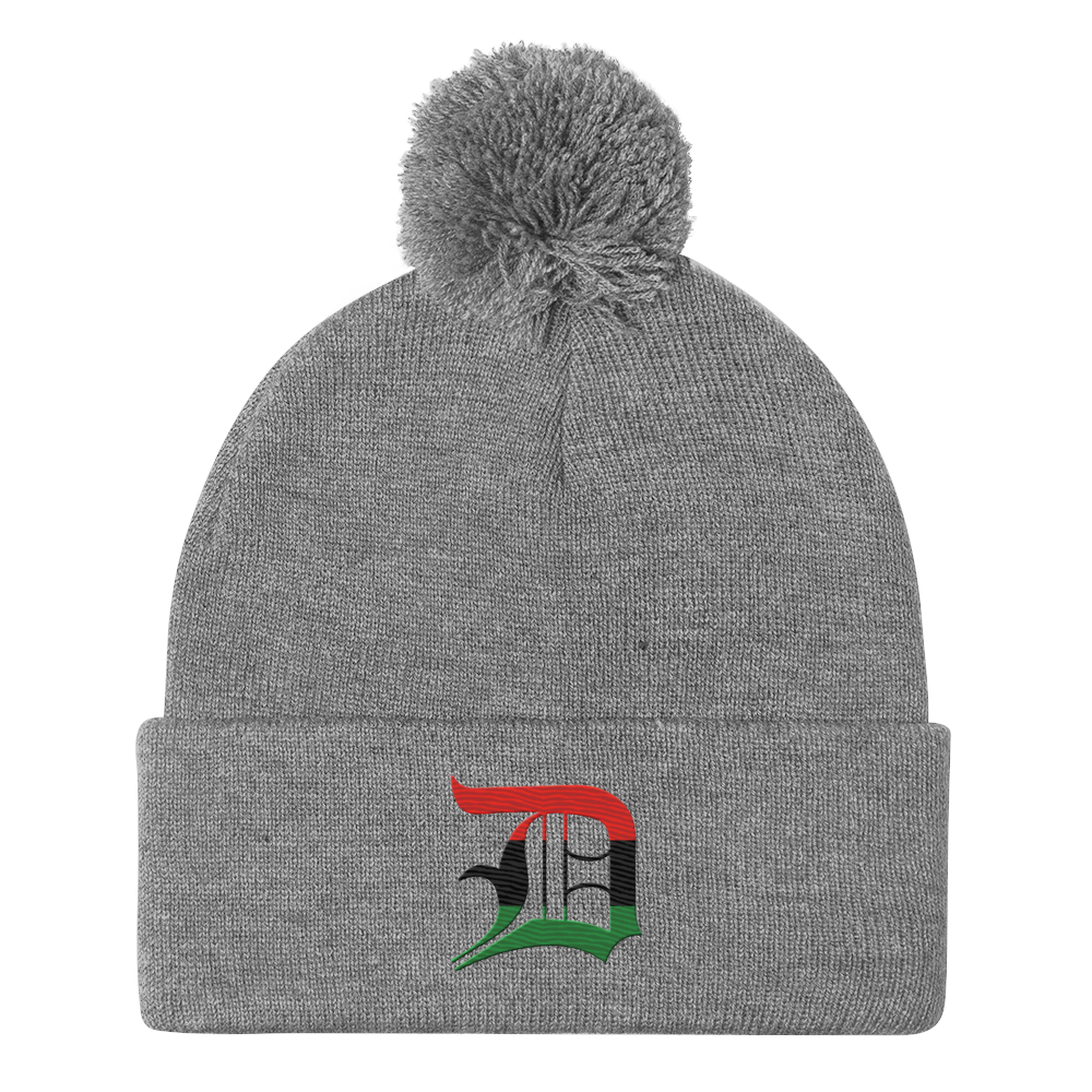 Detroit 'Old English D' Pom-Pom Beanie (Pan-African Edition)