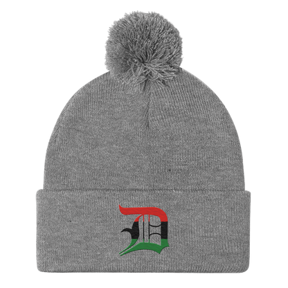 Detroit 'Old English D' Pom-Pom Beanie (Pan-African Edition)