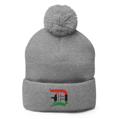 Detroit 'Old English D' Pom-Pom Beanie (Pan-African Edition)