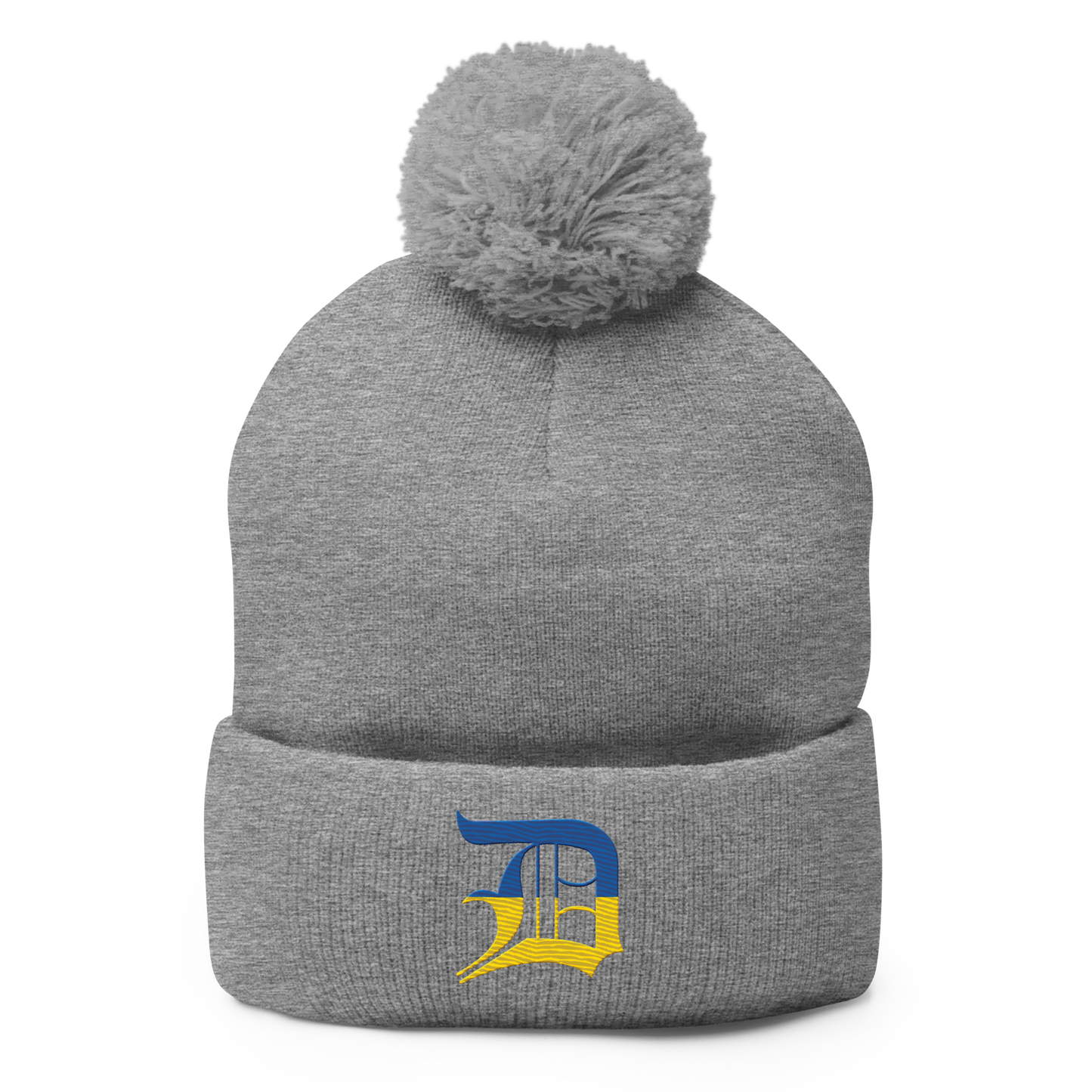 Detroit 'Old English D' Pom-Pom Beanie (Ukraine Edition)