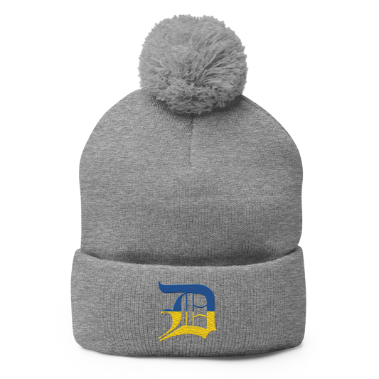 Detroit 'Old English D' Pom-Pom Beanie (Ukraine Edition)