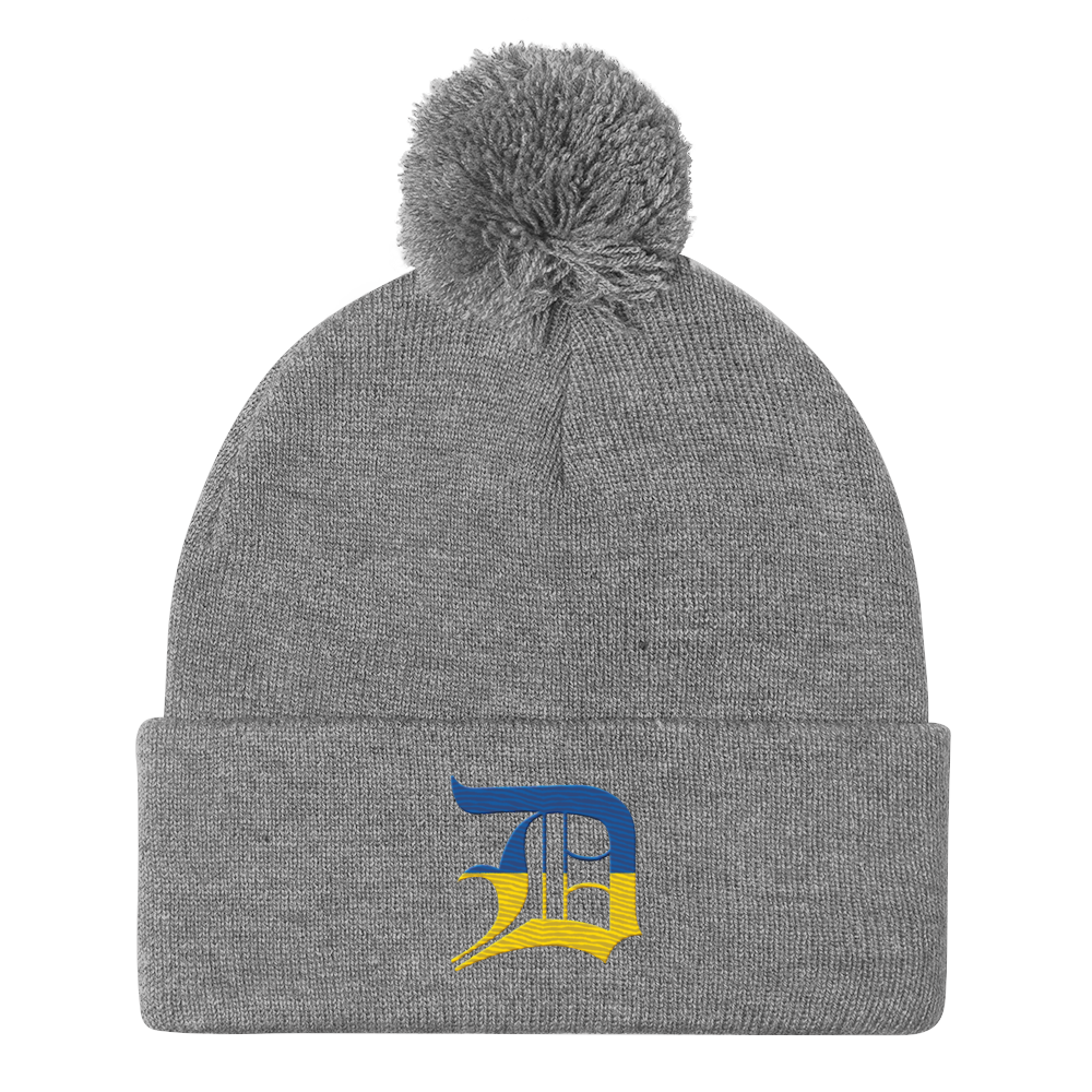 Detroit 'Old English D' Pom-Pom Beanie (Ukraine Edition)