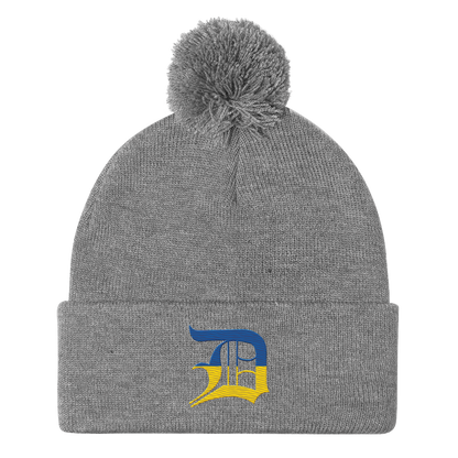 Detroit 'Old English D' Pom-Pom Beanie (Ukraine Edition)