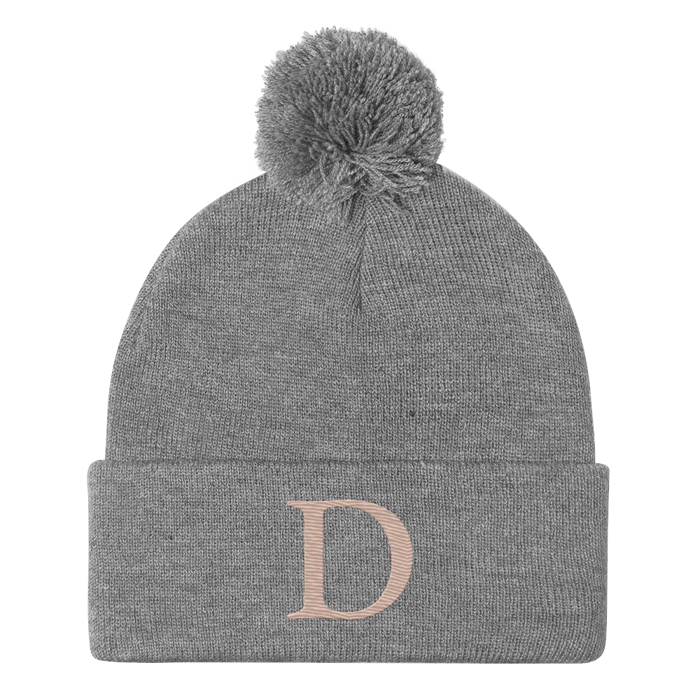 Detroit 'Old French D' Pom-Pom Beanie (Rose Gold)