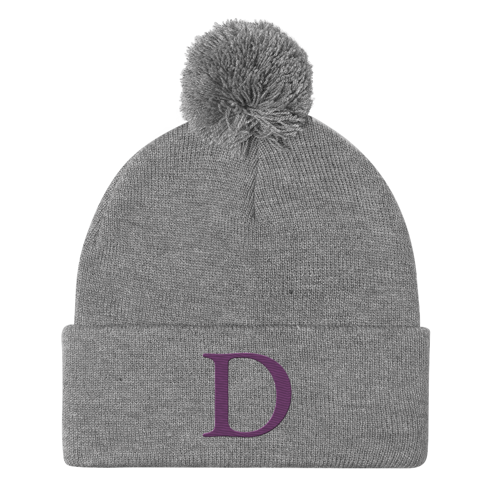 Detroit 'Old French D' Pom-Pom Beanie (Plum)