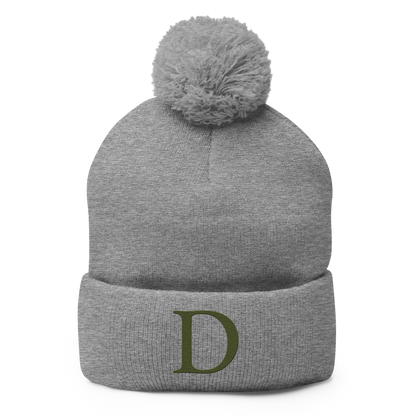 Detroit 'Old French D' Pom-Pom Beanie (Army Green)