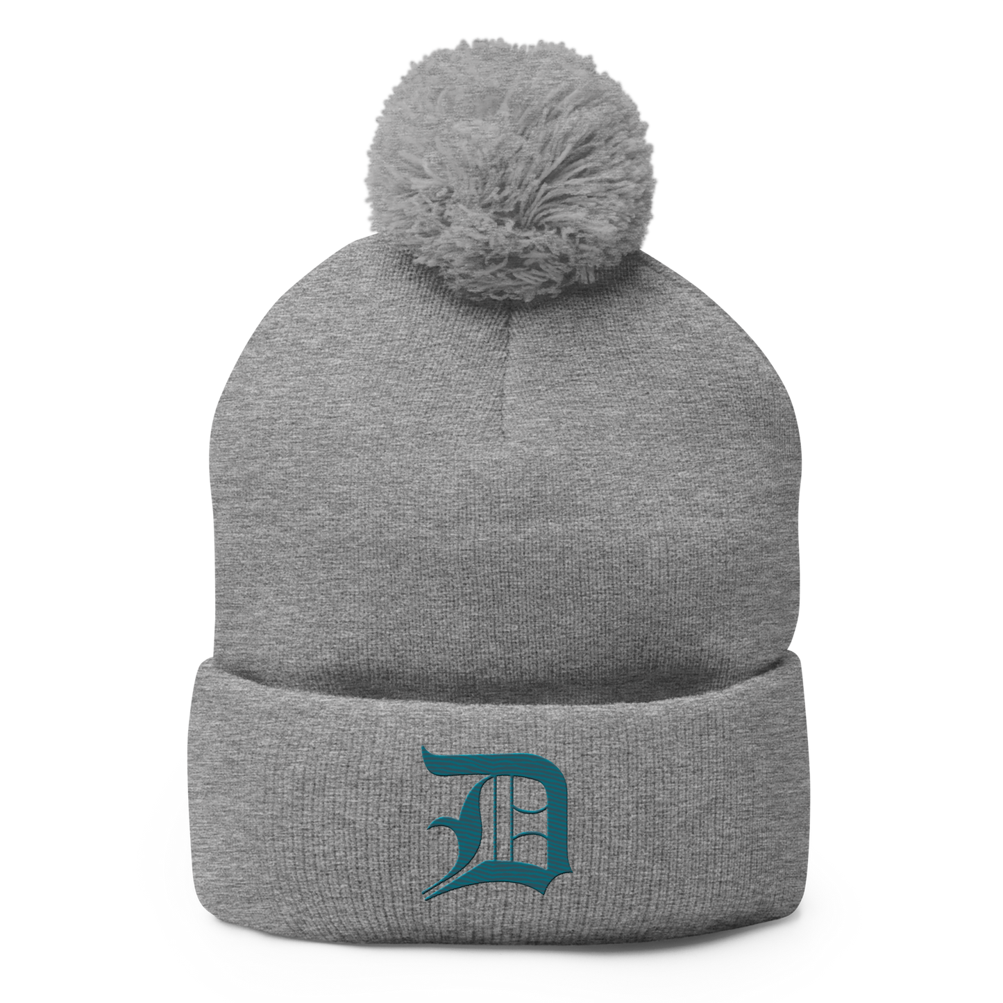 Detroit 'Old English D' Pom-Pom Beanie (Auburn Hills Teal)