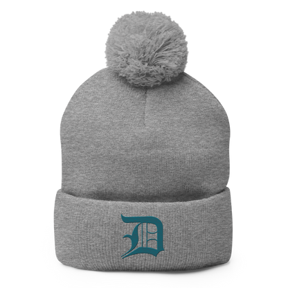 Detroit 'Old English D' Pom-Pom Beanie (Auburn Hills Teal)