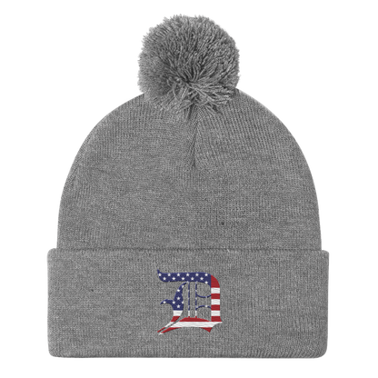 Detroit 'Old English D' Pom-Pom Beanie (Patriotic Edition)