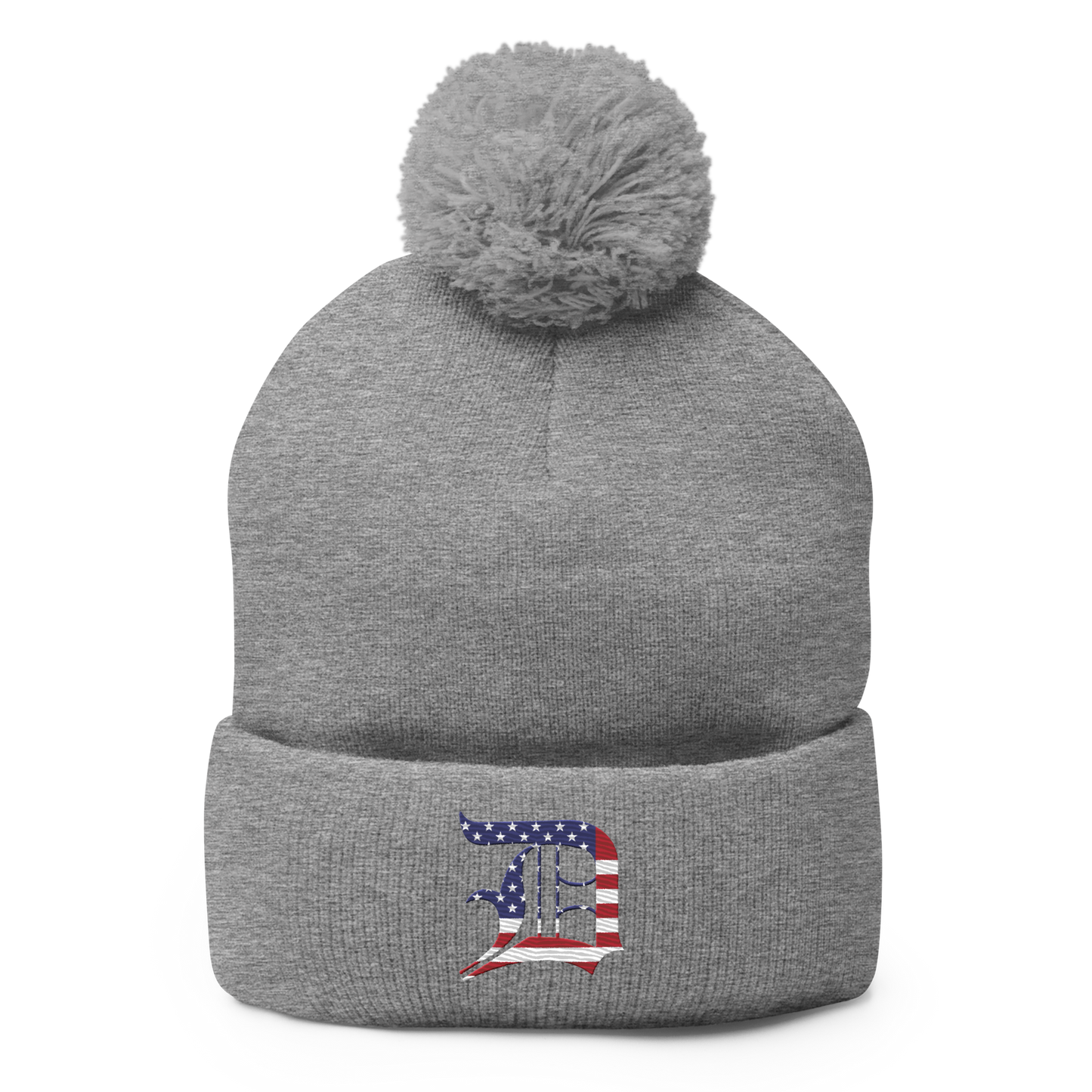 Detroit 'Old English D' Pom-Pom Beanie (Patriotic Edition)