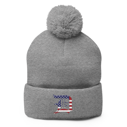 Detroit 'Old English D' Pom-Pom Beanie (Patriotic Edition)