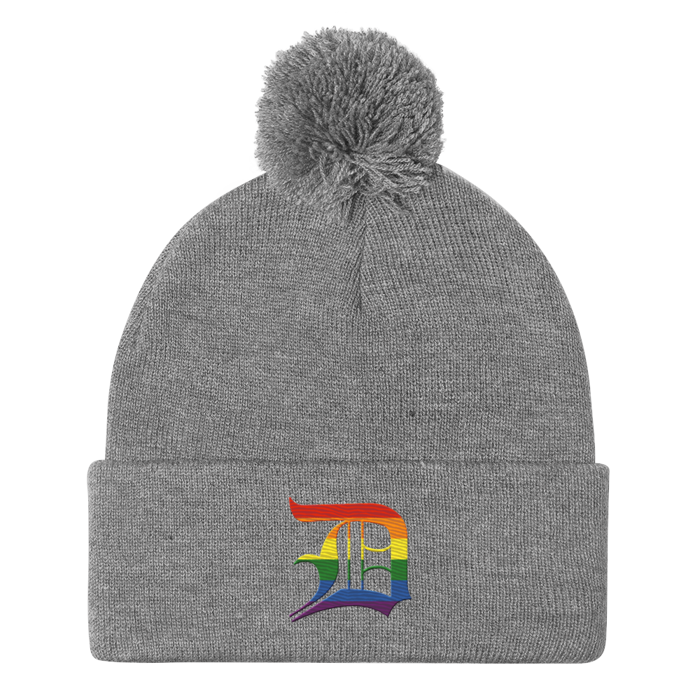 Detroit 'Old English D' Pom-Pom Beanie (Rainbow Pride Edition)