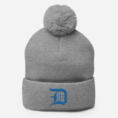 Detroit 'Old English D' Pom-Pom Beanie (Azure)