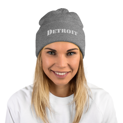 'Detroit' Pom-Pom Beanie (Army Font)