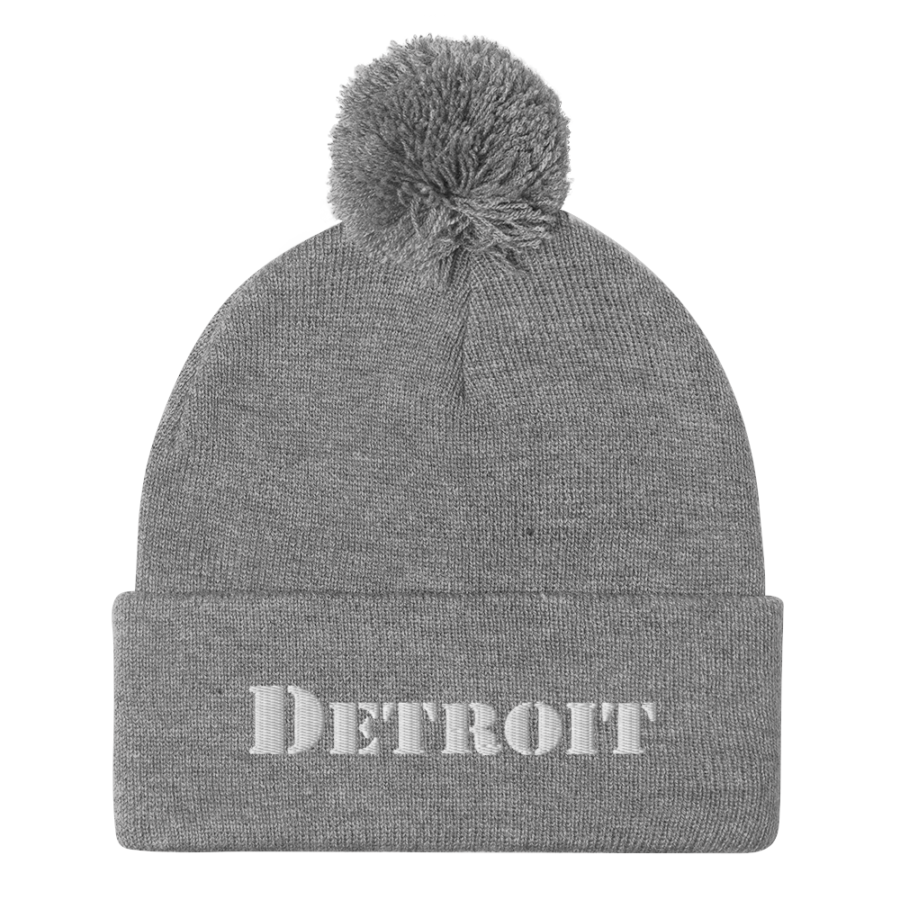 'Detroit' Pom-Pom Beanie (Army Font)