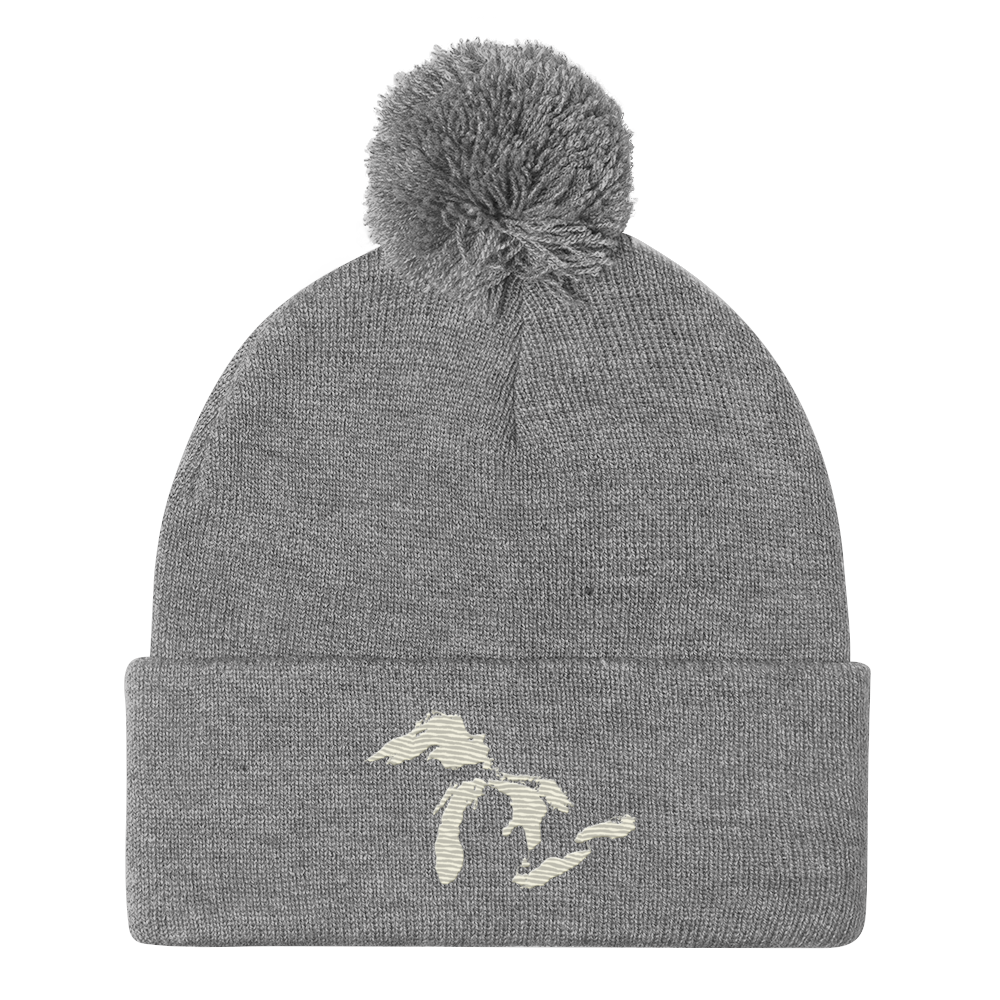 Great Lakes Pom-Pom Beanie (Ivory White)