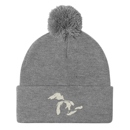 Great Lakes Pom-Pom Beanie (Ivory White)