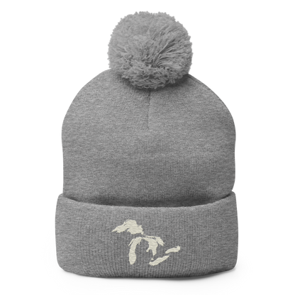 Great Lakes Pom-Pom Beanie (Ivory White)