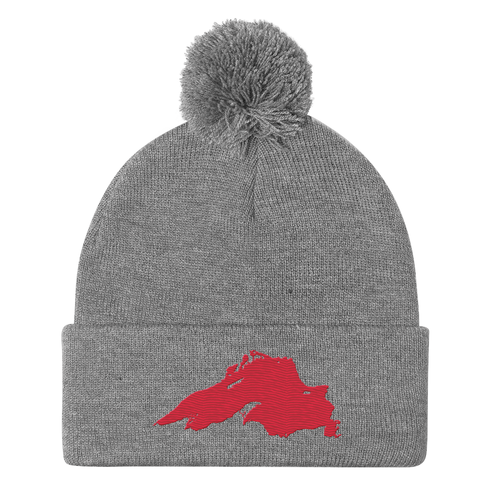 Lake Superior Pom-Pom Beanie | Lighthouse Red